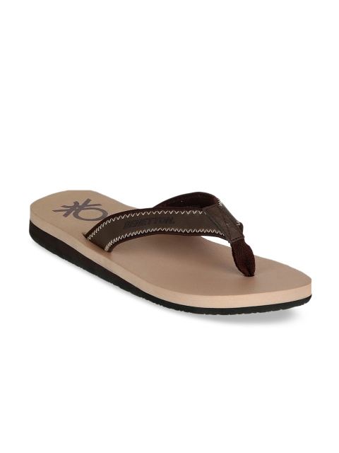 

United Colors of Benetton Men Brown & Beige Solid Thong Flip-Flops