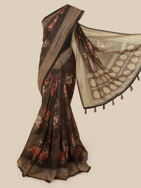 

Pothys Green & Orange Cotton Blend Printed Saree