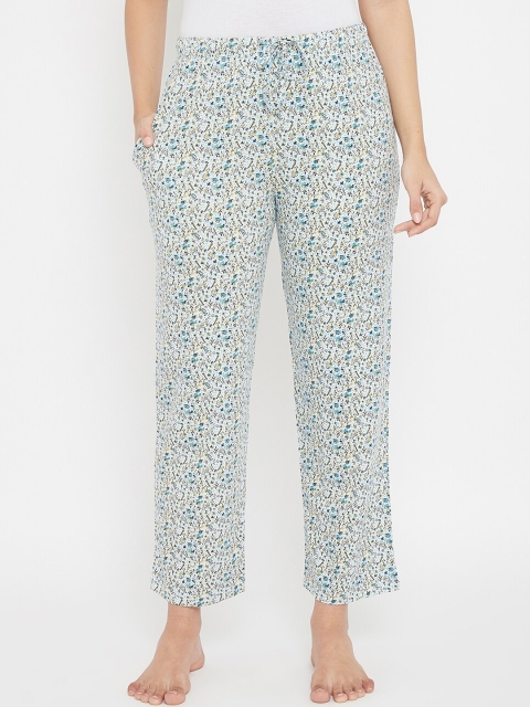 

C9 AIRWEAR Women White & Green Floral Printed Pure Cotton Lounge Pants