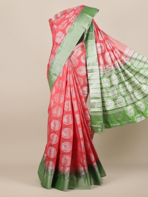 

Pothys Pink Woven Design Jute Silk Saree