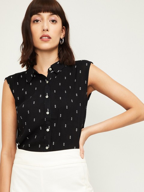 

Bossini Black Printed Shirt Style Top