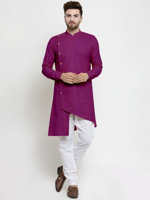 

TREEMODA Men Purple Solid Kurta with Churidar