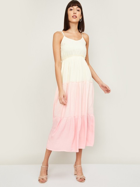 

Ginger by Lifestyle Women Off-White & Pink Dyed A-Line Dress