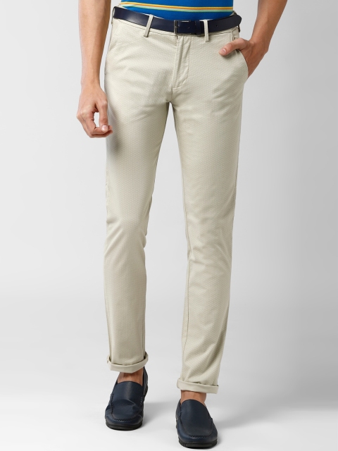 

Peter England Casuals Men Cream-Coloured Slim Fit Solid Chinos