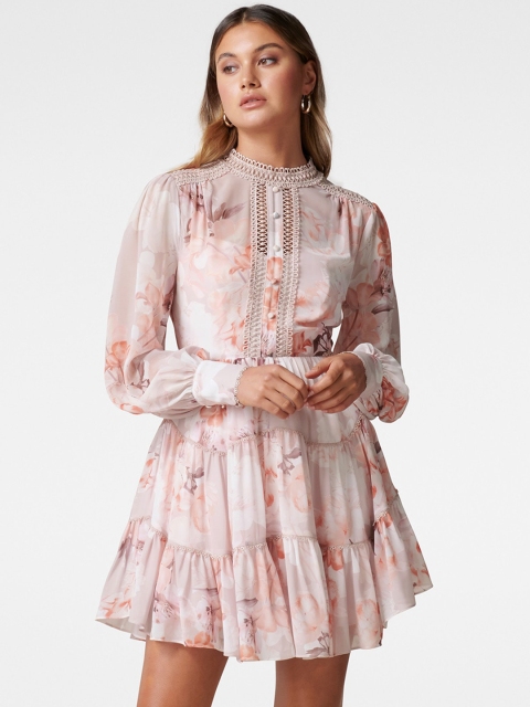 

Forever New Women Pink Printed Fit and Flare Dress