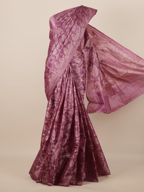 

Pothys Purple & Gold-Toned Pure Silk Woven Design Tussar Saree