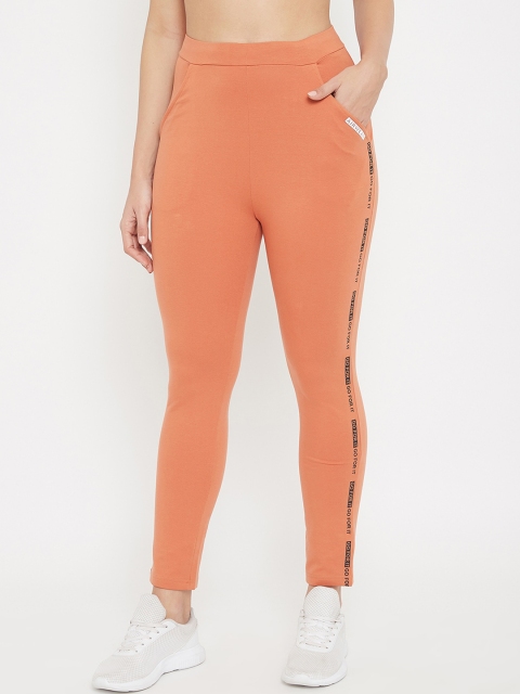 C9 AIRWEAR Women Orange Solid Slim-Fit Track Pants