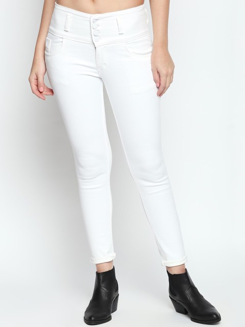 

PURPLE WATER Women White Slim Fit High-Rise Clean Look Jeans