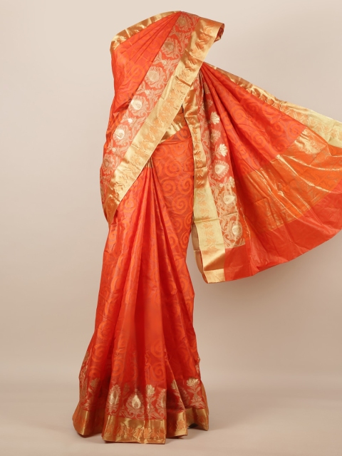 

Pothys Orange Pure Silk Woven Design Tussar Saree
