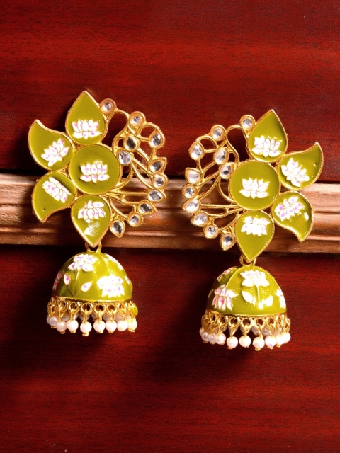 

Crunchy Fashion Green Contemporary Jhumkas