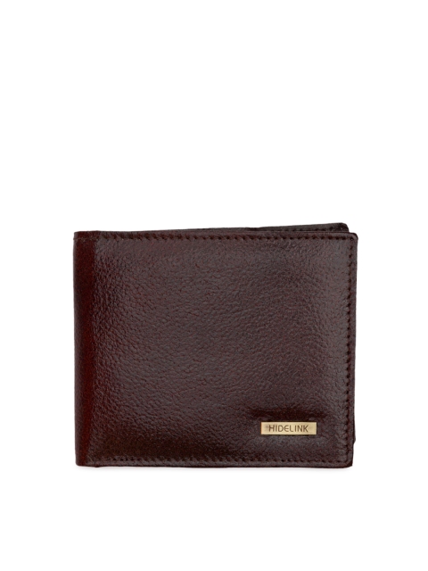 

Hidelink Men Brown Solid Two Fold RFID Leather Wallet