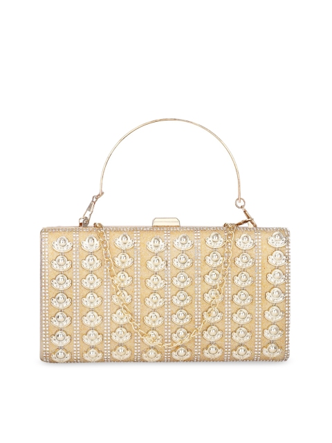 

WELBAWT Gold-Toned Embellished Box Clutch