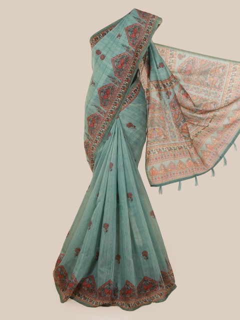 

Pothys Green & Brown Cotton Blend Printed Saree