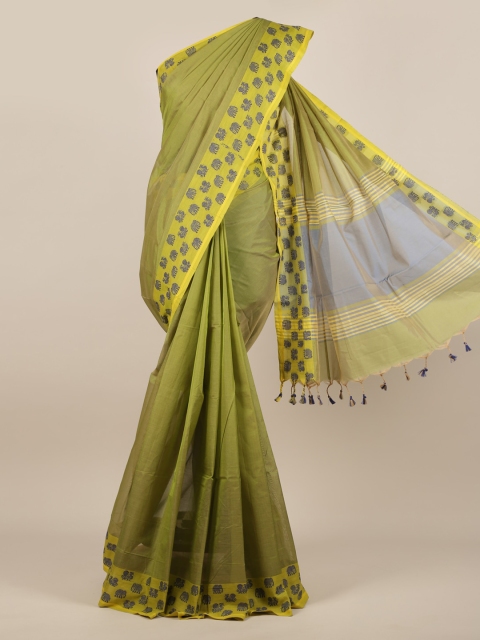 

Pothys Green Solid Silk Cotton Saree
