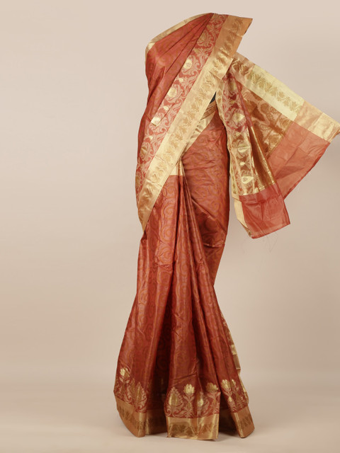 

Pothys Brown Pure Silk Woven Design Tussar Saree