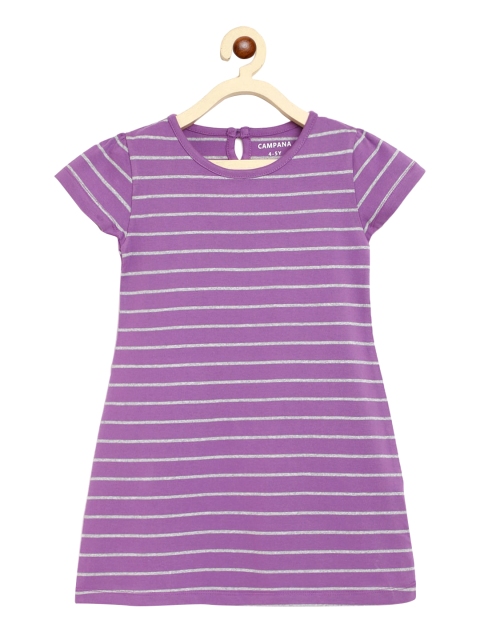 

Campana Girls Purple Striped A-Line Dress