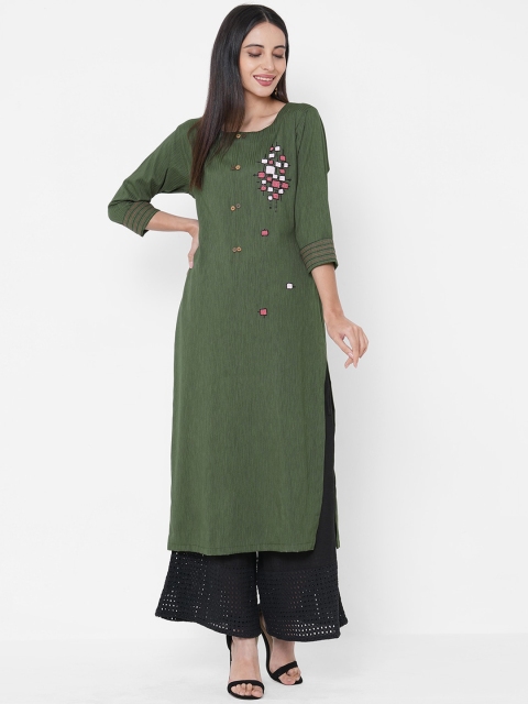 

Fashor Women Green Embellished Kurta