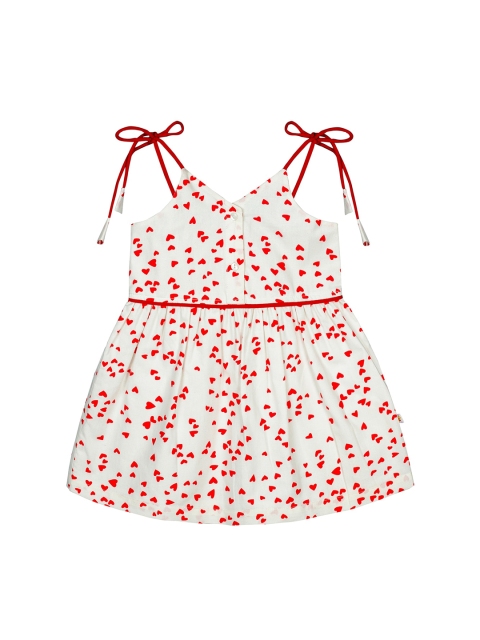 

Budding Bees Girls White & Red Printed Fit and Flare Dress