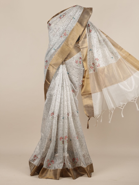 

Pothys Grey & Brown Silk Cotton Printed Saree
