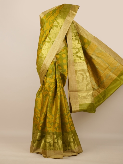

Pothys Green Pure Silk Printed Tussar Saree