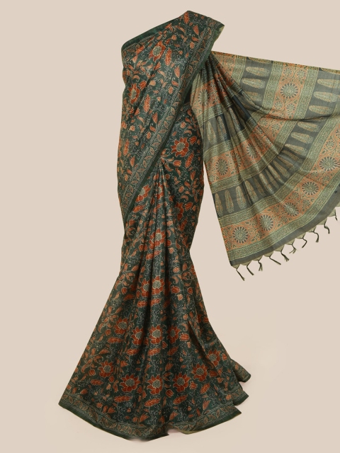 

Pothys Green & Brown Jute Silk Printed Saree