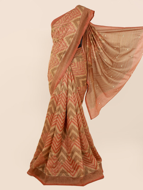 

Pothys Brown & Cream-Coloured Jute Cotton Printed Saree