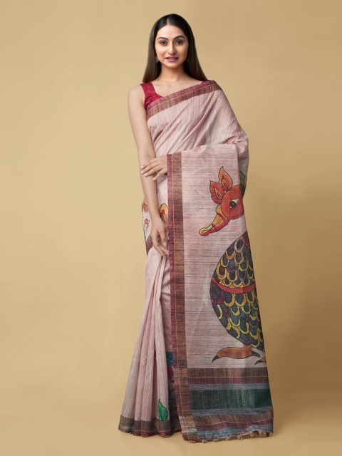 

Unnati Silks Brown Silk Cotton Printed Chanderi Saree