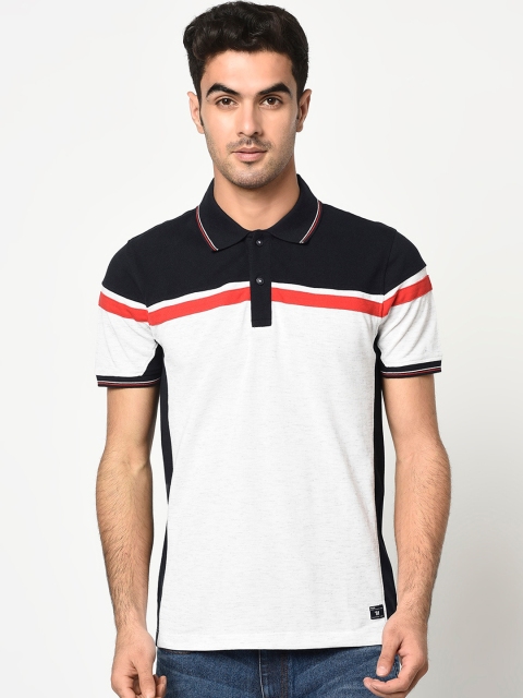 

Octave Men White Colourblocked Polo Collar T-shirt