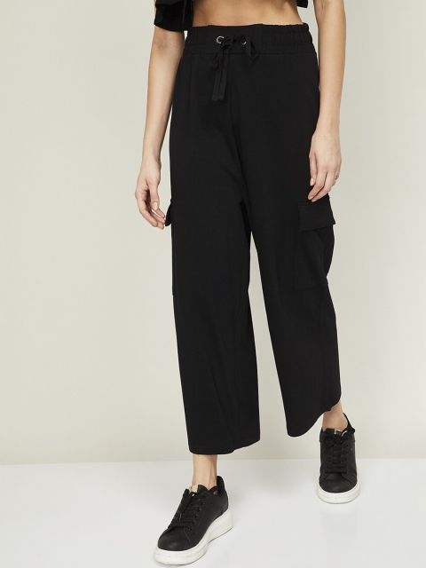 

Ginger by Lifestyle Women Black Regular Fit Solid Parallel Trousers