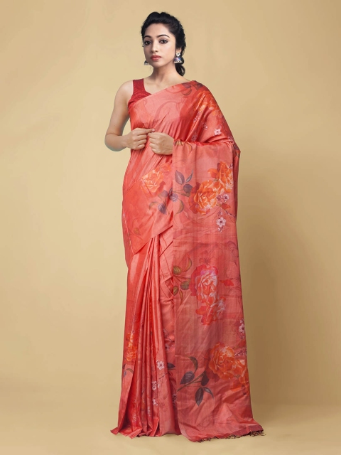 

Unnati Silks Red Printed Pure Silk Saree