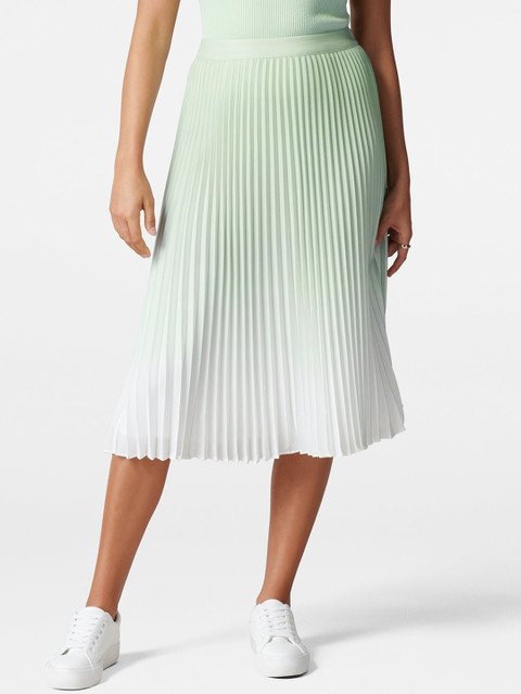 

Forever New Women Green & White Ombre Pleated Midi Skirt