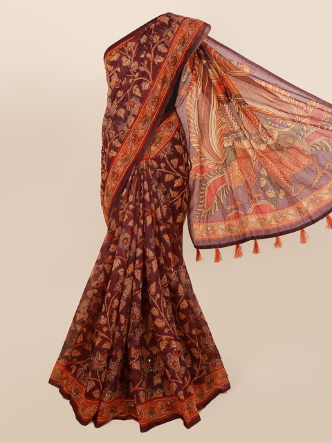 

Pothys Brown & Beige Cotton Blend Printed Saree