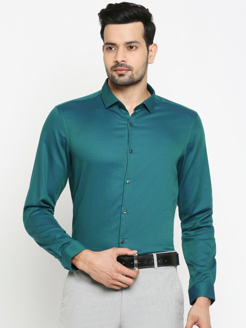 

RICHARD PARKER by Pantaloons Men Green Slim Fit Textured Formal Shirt