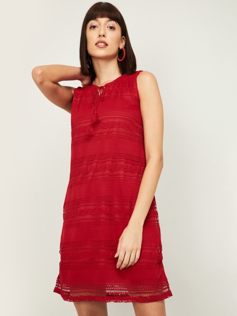 

Fame Forever by Lifestyle Women Red Self Design A-Line Dress
