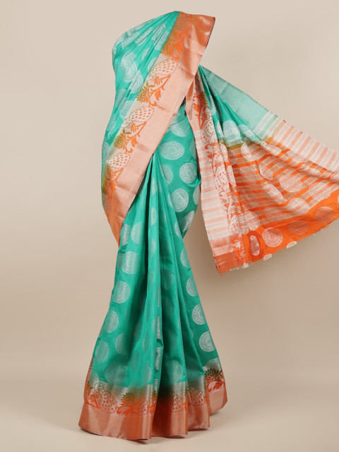 

Pothys Green Woven Design Jute Silk Saree