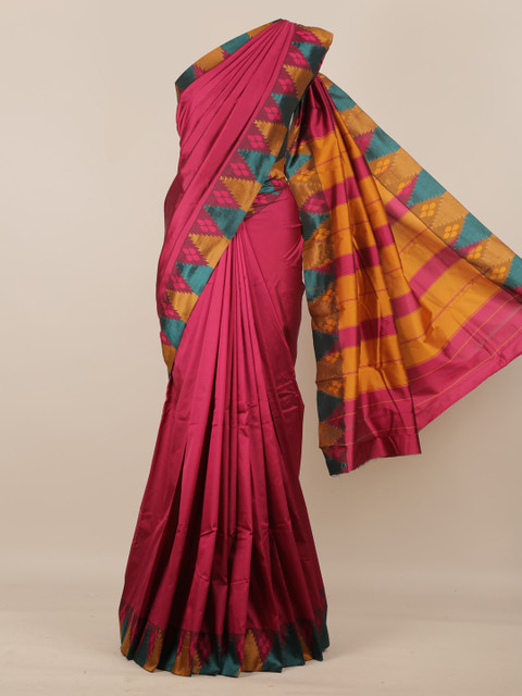 

Pothys Magenta Solid Art Silk Saree