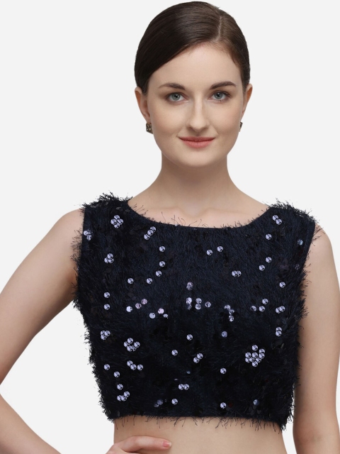 

Fab Dadu Women Navy Blue Embellished Saree Blouse