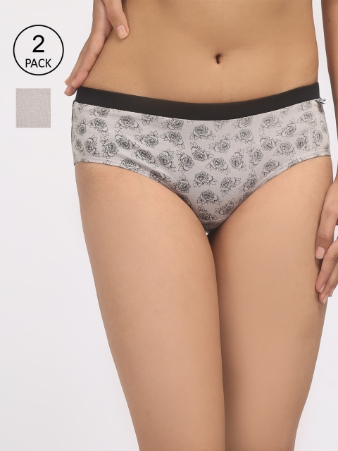 

Wear Equal Women Pack Of 2 Sustainable Hipster Briefs 003/BA/-AOP, Grey