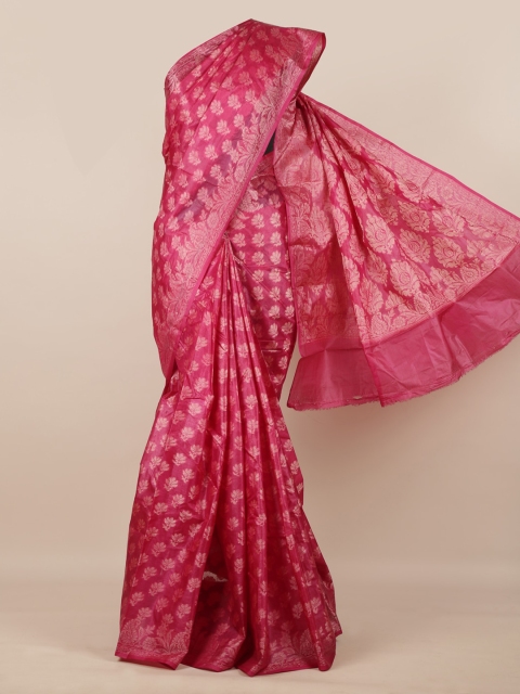 

Pothys Magenta Pure Silk Woven Design Tussar Saree