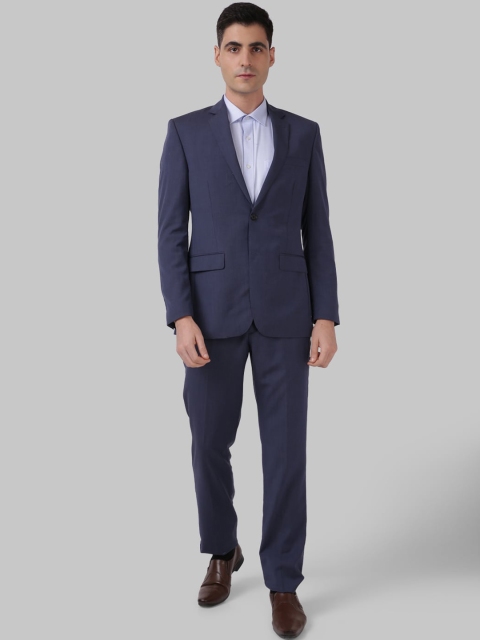 

Park Avenue Men Blue Solid Single-Breasted Formal Suit