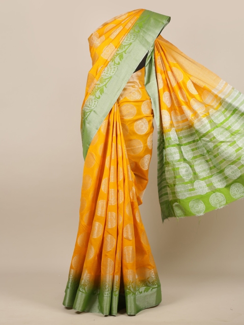 

Pothys Yellow Woven Design Jute Silk Saree