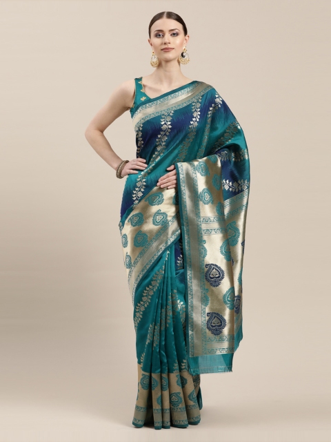 

Chhabra 555 Teal Art Silk Woven Design Kanjeevaram Saree