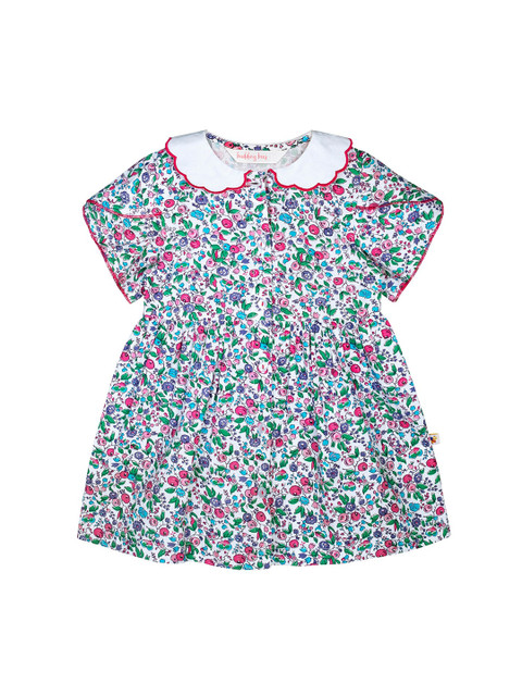 

Budding Bees Infant Girls White & Blue Floral Printed Shirt Dress
