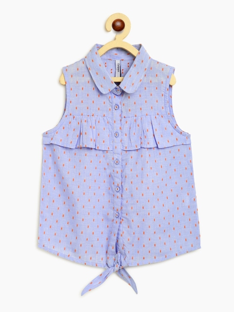 

Campana Blue Printed Pure Cotton Shirt Style Top