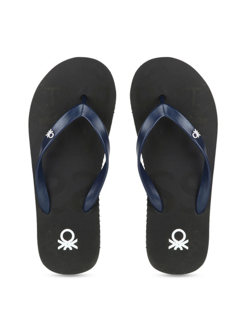 

United Colors of Benetton Men Navy Blue & Black Printed Thong Flip-Flops