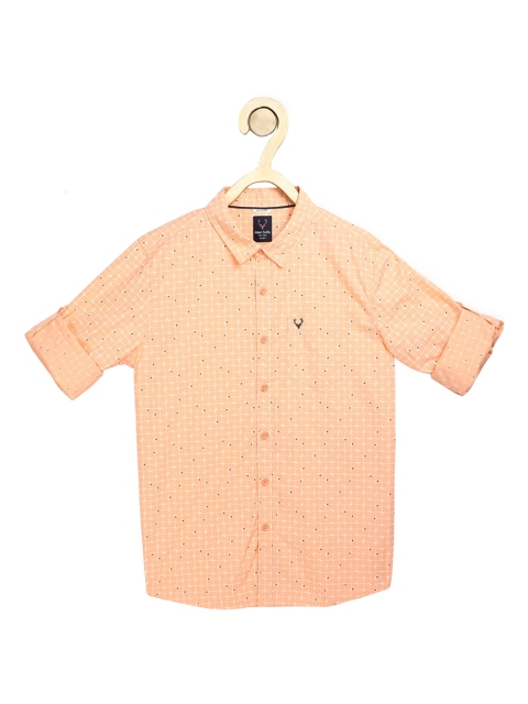 

Allen Solly Junior Boys Peach-Coloured Regular Fit Printed Casual Shirt