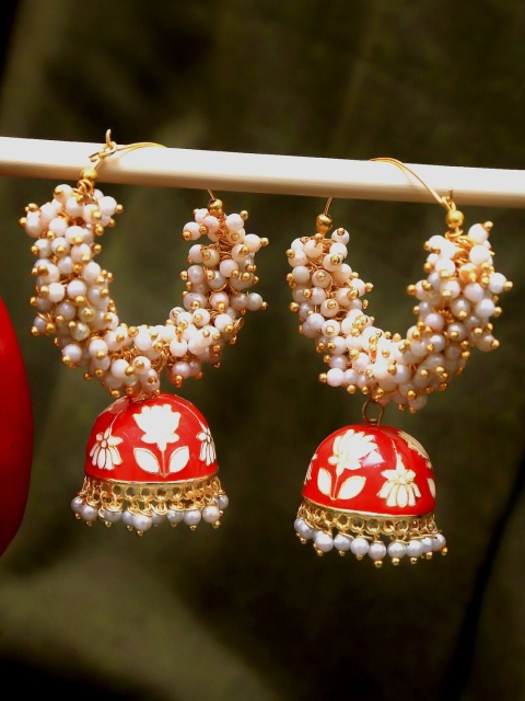

Crunchy Fashion Gold-Toned Contemporary Jhumkas