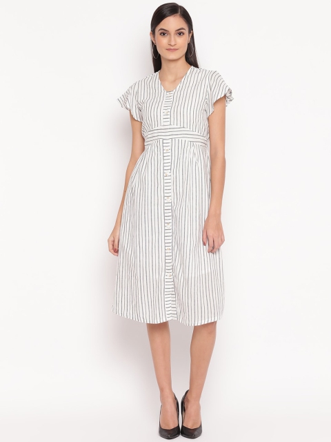 

TRENDY DIVVA Women White Striped A-Line Dress