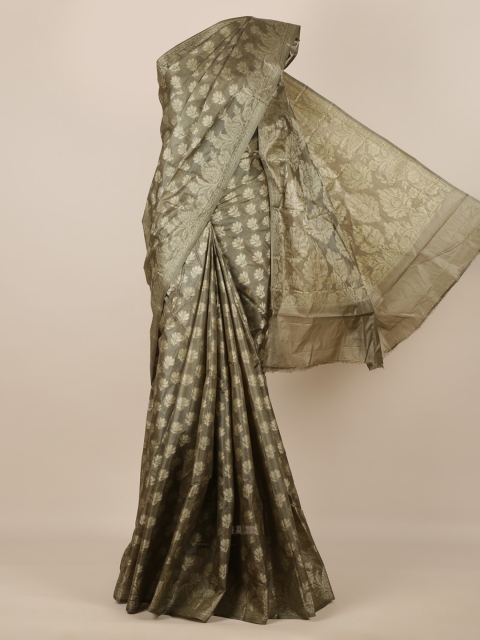 

Pothys Grey Pure Silk Woven Design Tussar Saree