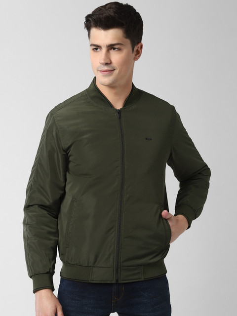 

Peter England Casuals Men Olive Green Solid Windcheater Bomber